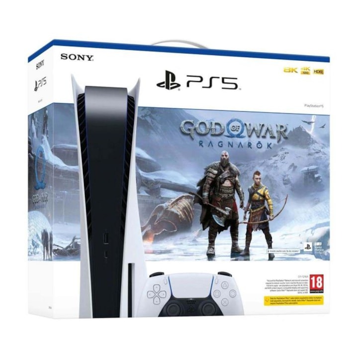 Конзола Sony PS5, Blu-Ray Disc Edition, 825GB + God of War Ragnarok EU
