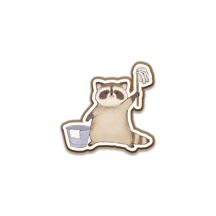 Insigna din lemn cu brosa Raton model 3, multicolor, 3 cm