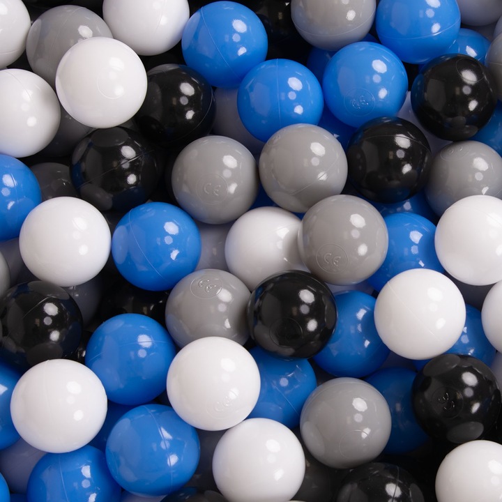 Set de mingi de joaca din plastic moale, KiddyMoon, 700 de bucati, Diametru 7 cm, Pentru copii 1-2 ani, Multicolor