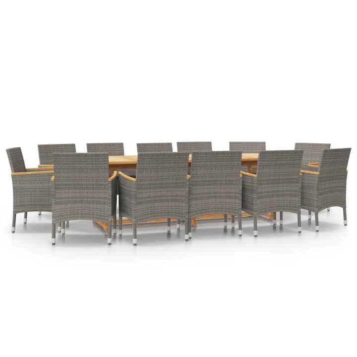 vidaXL 13 részes szürke kerti étkezőgarnitúra párnákkal 16.6 kg