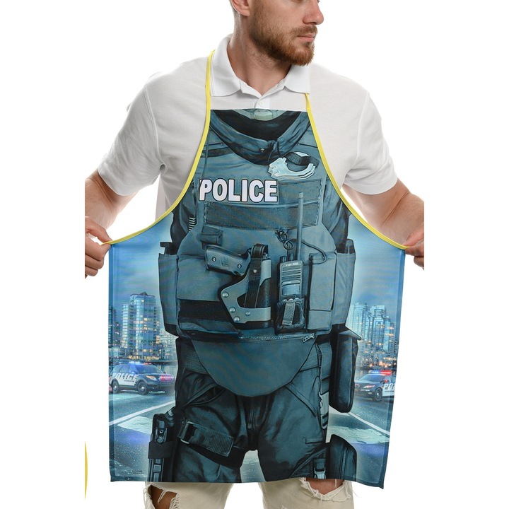 Printex főzőkötény, férfi, RENDŐRSÉGI, Rendőr, Vicces, Többszínű