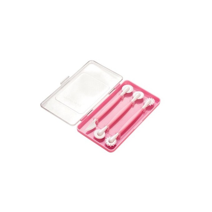 Set 3 accesorii decor prajituri, Tescoma, Plastic, Roz