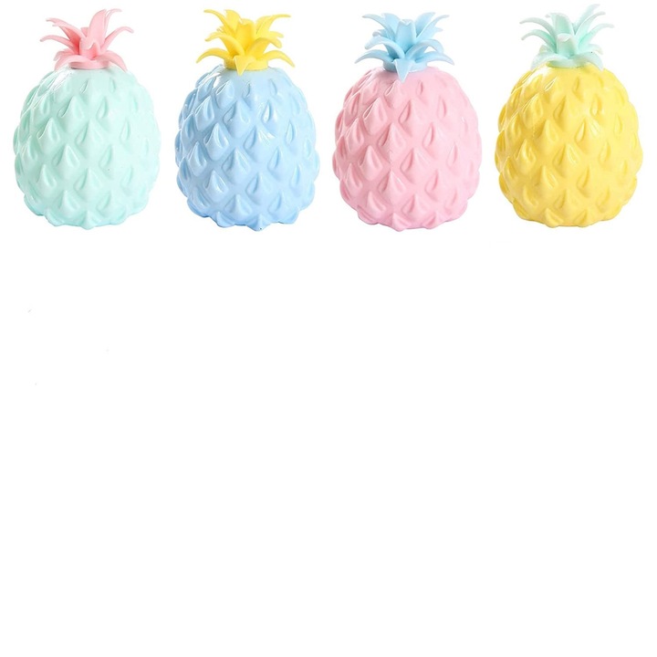 Set 4 jucarii antistres, Forma de ananas, Multicolor