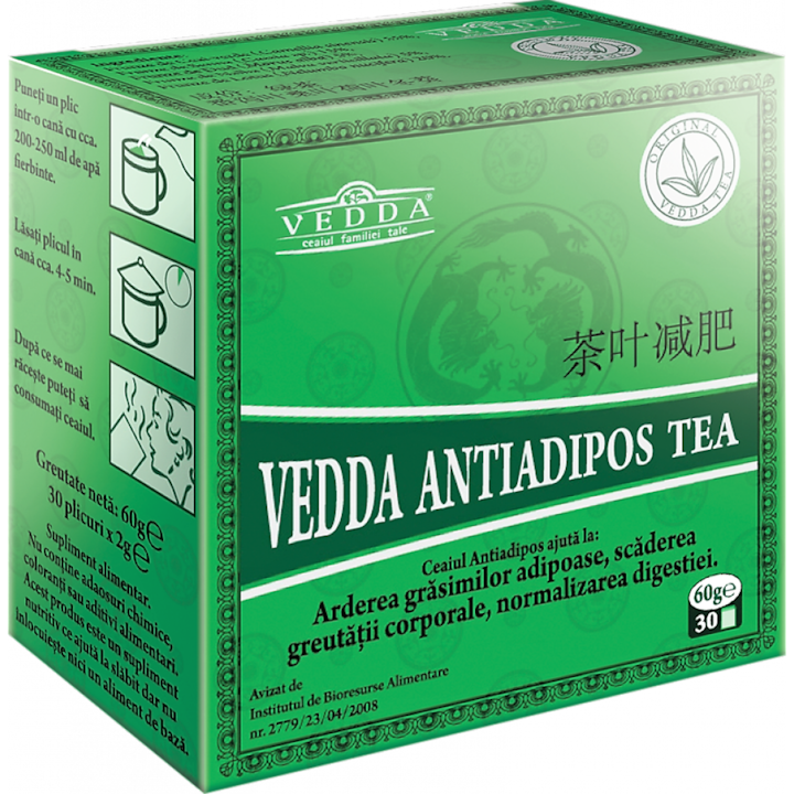 Ceai antiadipos original, 30 plicuri, 60gr, Vedda