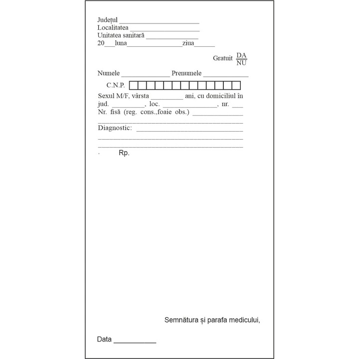 Reteta Medicala 1/3 A4, 80gr/m2