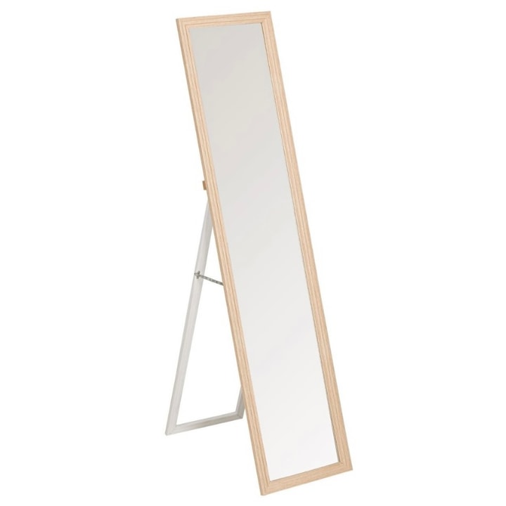 Oglinda verticala cu suport, de podea, stejar, 156 x 36 cm