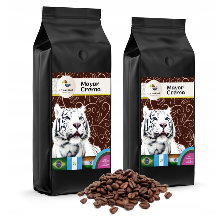 Pachet 2xcafea boabe Mayor Crema, Los Gustos, Arabica/Robusta, 2000g