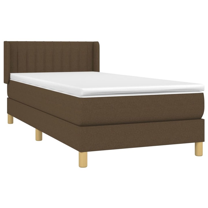 VidaXL sötétbarna szövet rugós ágy matraccal 90 x 190 cm 3130396