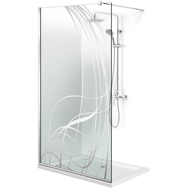 Aqua Roy ® INOX 70x195 cm zuhanyfal, incolor Lava modell, 8 mm víztiszta biztonsági üveg, vízkő elleni kezeléssel