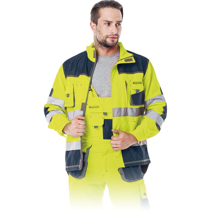 Geaca de lucru barbati, Poliester/Bumbac, Galben/Albastru inchis, L