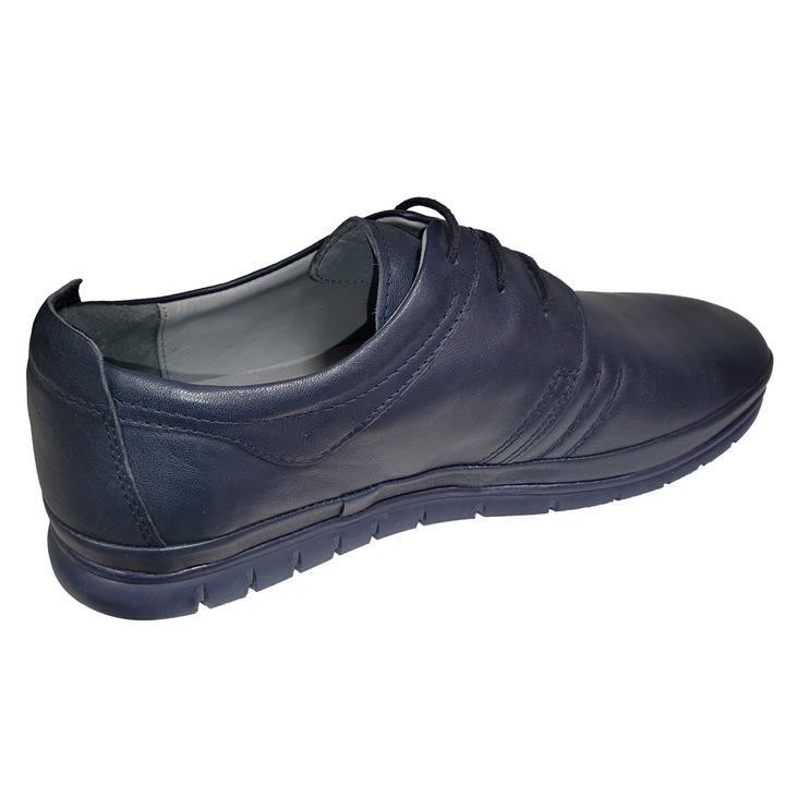 Pantofi din piele naturala moale comozi, albastru, 43