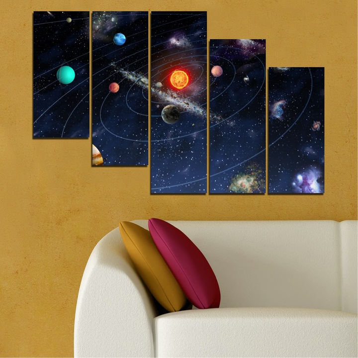 Декоративни панели Vivid Home от 5 части, Космос, PVC, 110x65 см, 7-ма Форма №0674