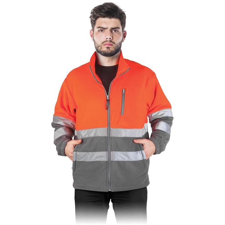 Geaca de lucru barbati, Fleece, Reflectorizanta, Portocaliu/Gri, 3XL