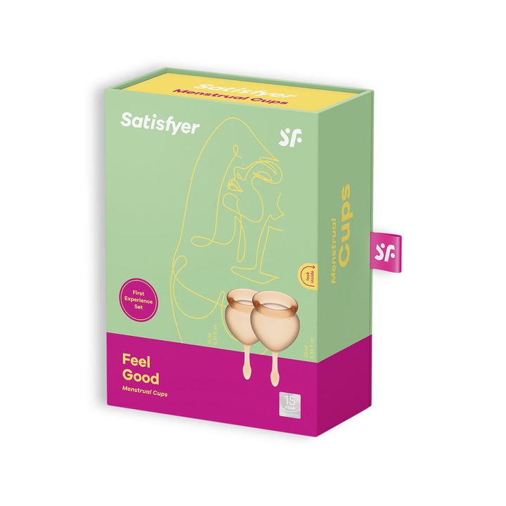Cupa menstruala, Satisfyer Feel Good, culoare galben, 1 cutie x 2 buc