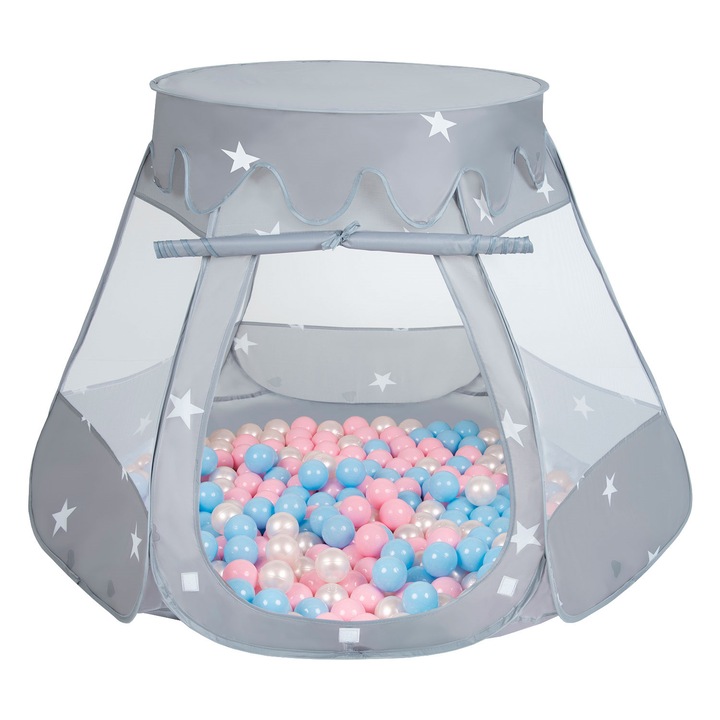 Játszósátor, Selonis, Kastélyház Pop Up Ballpit, 105x90cm, 300 golyó, Többszínű