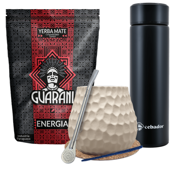 Set ceai cu cana si Accesorii Yerba Mate Guarani 500 g Termos LED 480 ml