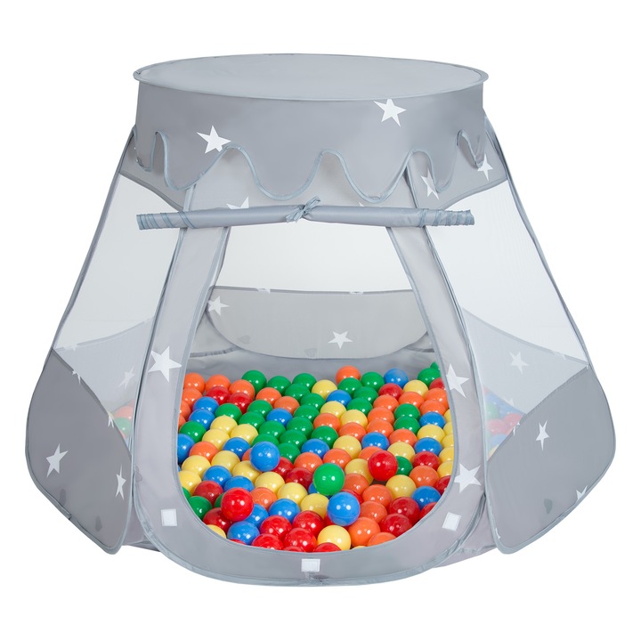 Játszósátor, Selonis, Kastélyház Pop Up Ballpit, 105x90cm, 100 golyó, Többszínű