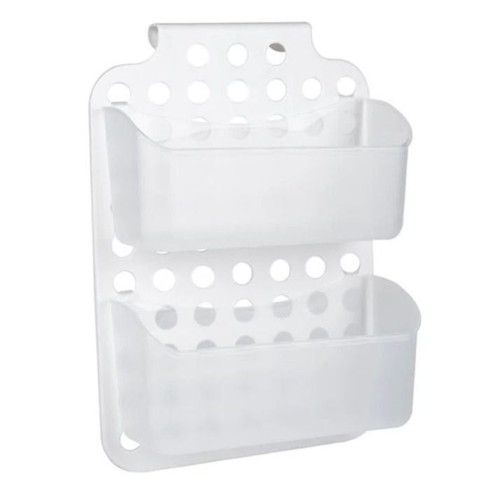 Etajera pentru baie, cu 2 compartimente, alb, 35.5 x 25.5 cm
