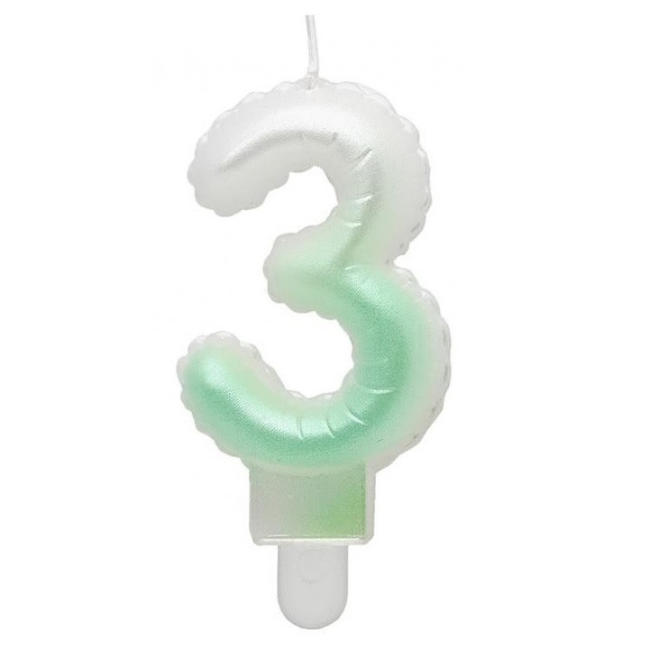 White-Green Ombre fehér-zöld számgyertya tortagyertya 3-as