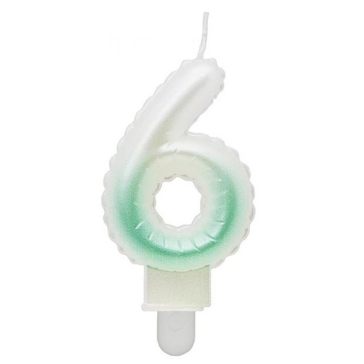 White-Green Ombre fehér-zöld számgyertya tortagyertya 6-os