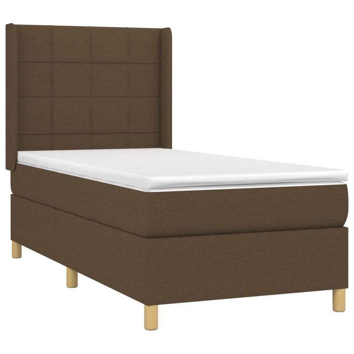 vidaXL sötétbarna szövet rugós ágy matraccal 90 x 190 cm 3131956
