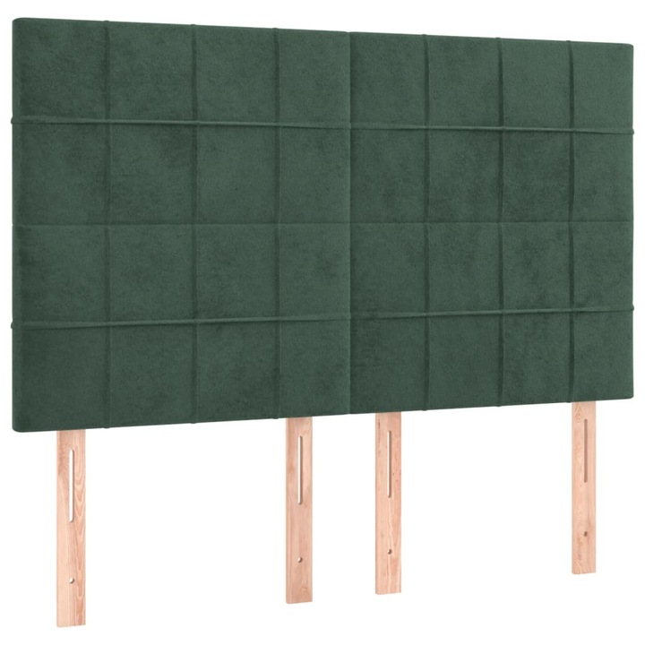 Tablii de pat vidaXL, 4 buc, verde inchis, 72x5x78/88 cm, catifea, 8.2 kg