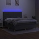 Pat cu arcuri vidaXL, saltea si LED, gri inchis, 180x200 cm, textil, 67.32 kg 3135454