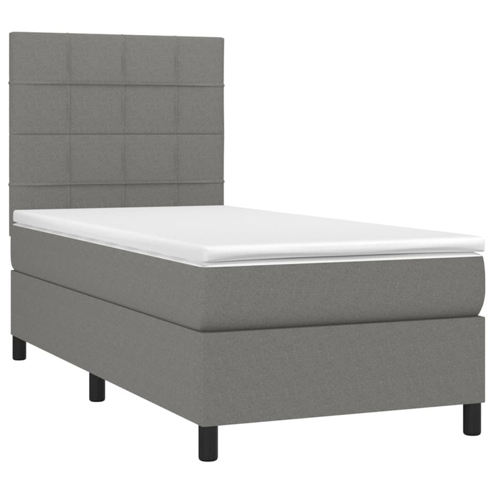vidaXL sötétszürke szövet rugós és LED-es ágy matraccal 90x200 cm, 49.42 kg 3134846