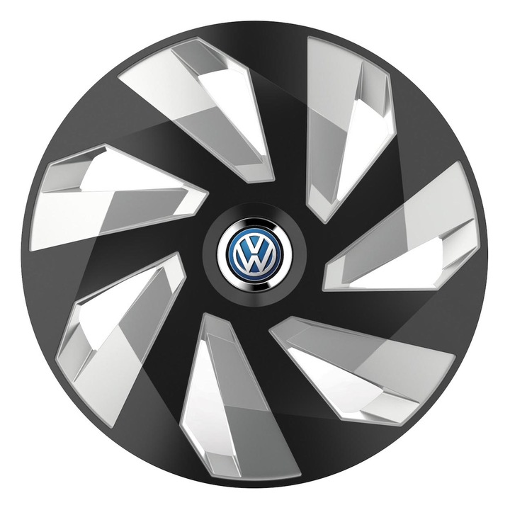 4db Creative REY® Dísztárcsa készlet, R16-os felnihez, Volkswagenhez, vektor fekete és ezüst színű