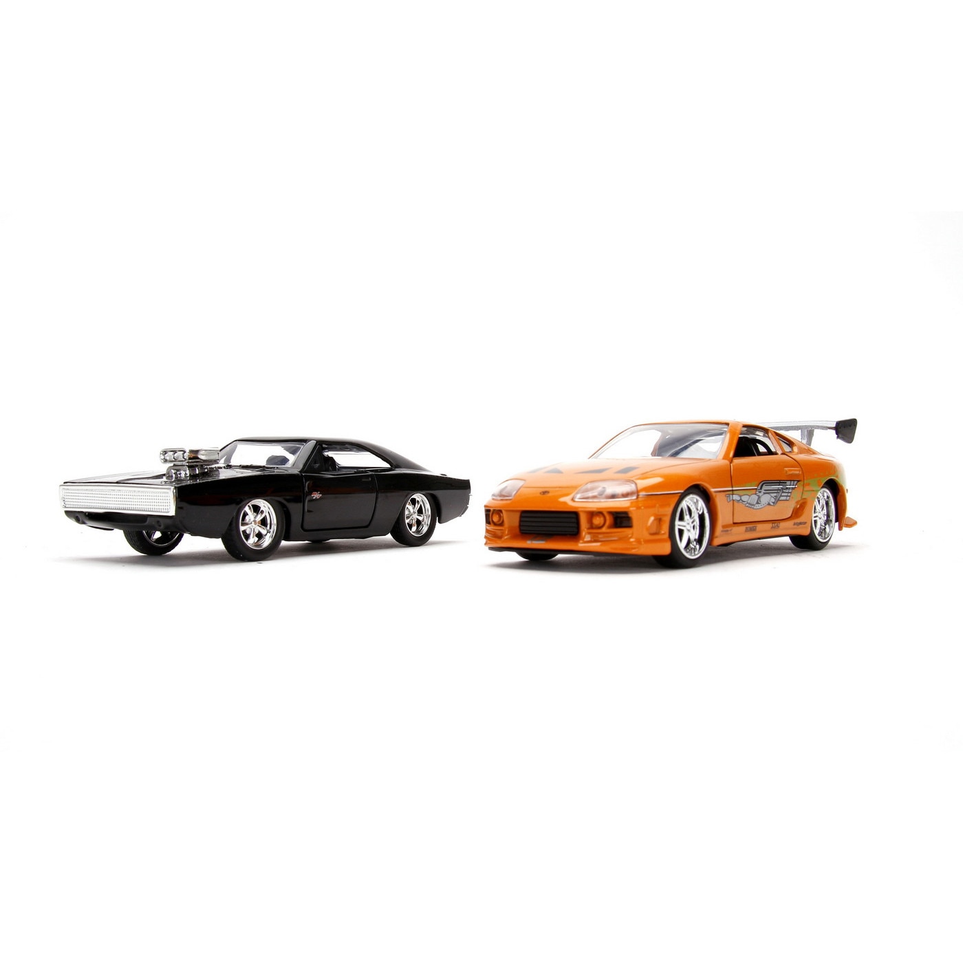ミニカー FAST&FURIOUS SUPRA VS DODGE Machete Fast&Furious Dodge Charger R/T si Toyota Supra- 1/32 Jada