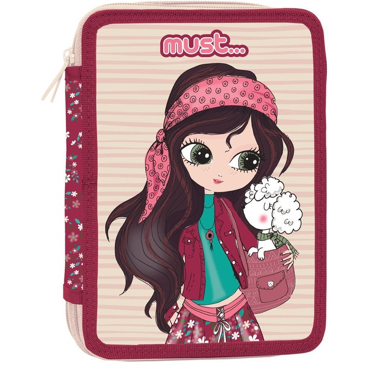 Must Luna piperetáska, tömör, két cipzárral, 15x5x21, rózsaszín