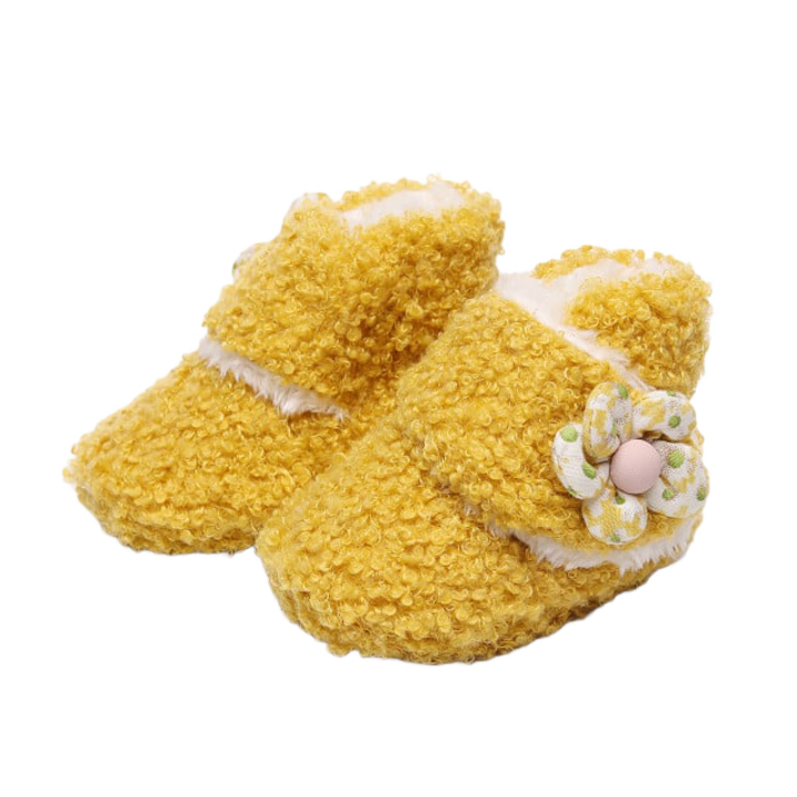 Cizme SuperBebeShop Floricica, Peste glezna, Fete, Galben Mustar