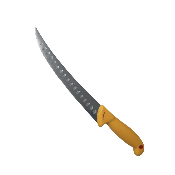 Kés hornyos pengével 20cm, sárga, TS-31342