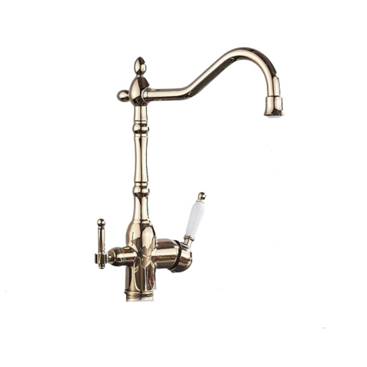 Ретро смесител за мивка, блестящо злато, AquaSpa