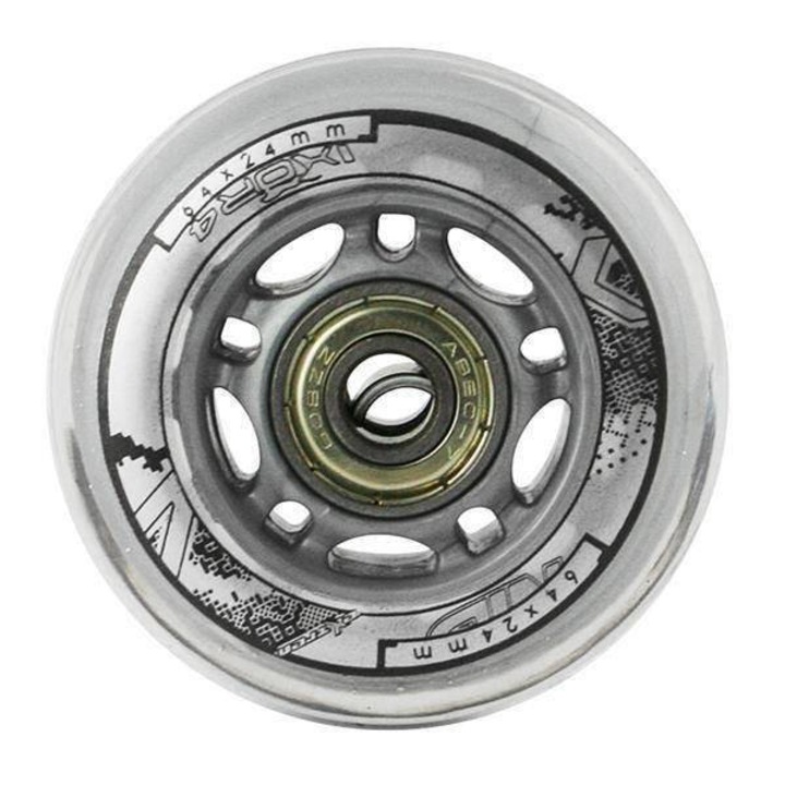 Rotile Nils Extreme, Poliuretan, 64 x 24 mm, 82 A, ABEC 7, Negru/Argintiu