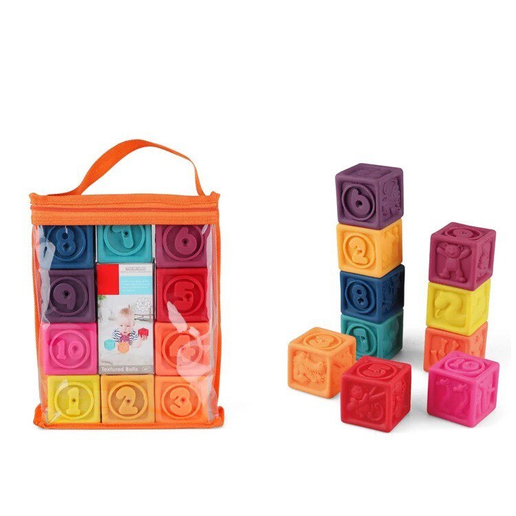 Set 10 cuburi moi din silicon, cu forme 3D, viu colorate, Multicolor ...
