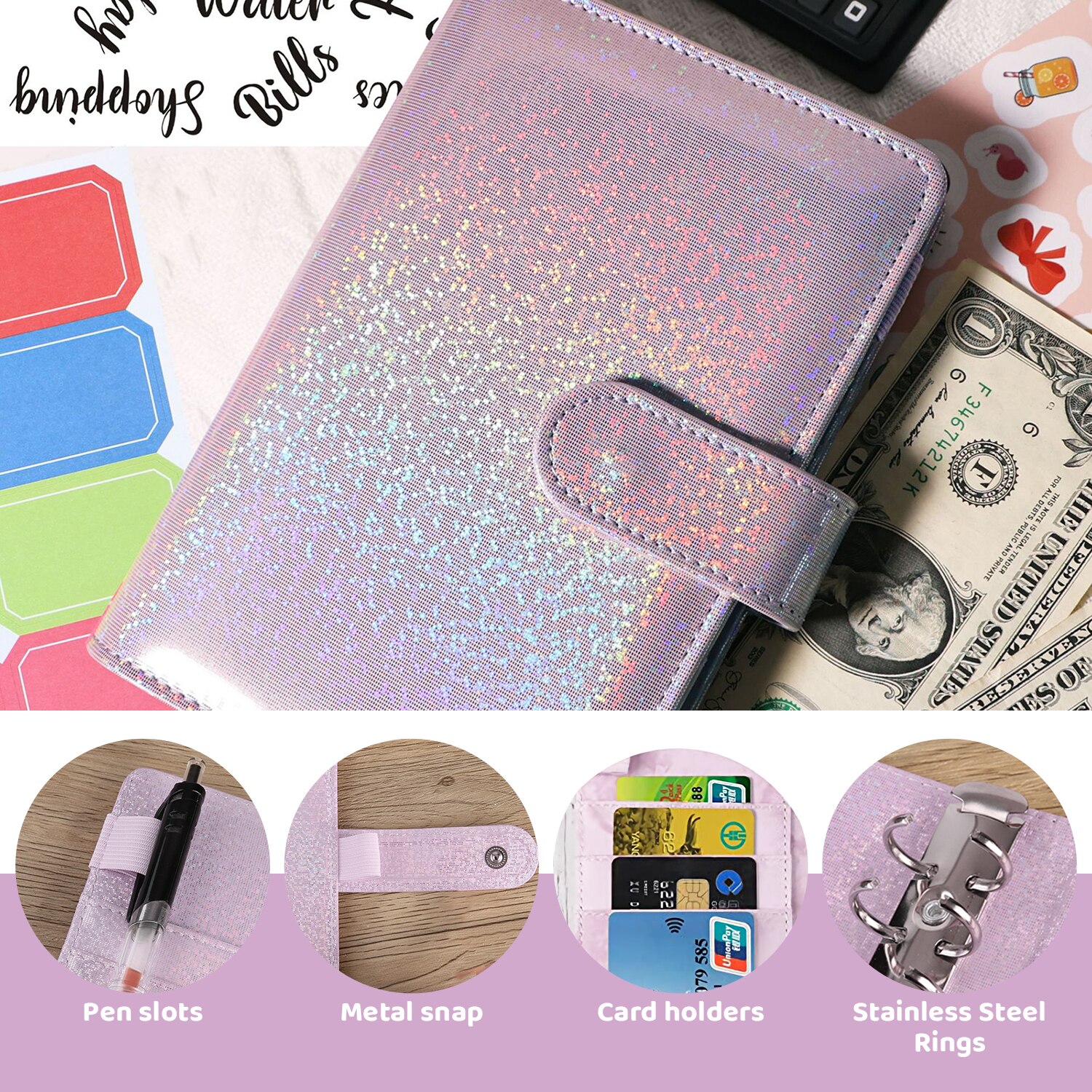 Agend Using Card Set agenda planificator buget A6, NIERBO®, cu card de buget, geanta cu ...