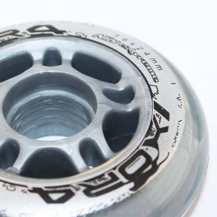 Колела за тротинетка Nils Extreme, 76 x 24 mm, 82A, 4 бр, Полиуретан, Сребристо/Черно