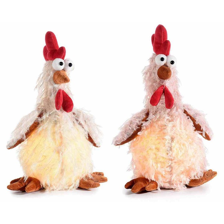 Set 2 figurine Gaini cu led 16x13x28 cm