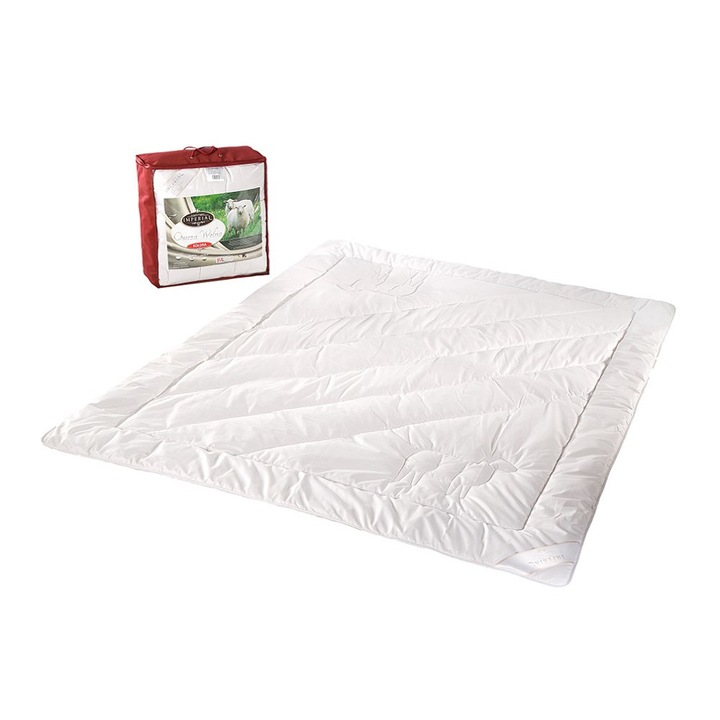 Pilota pentru pat, AMW, Lana, 160 x 200 cm, Alb