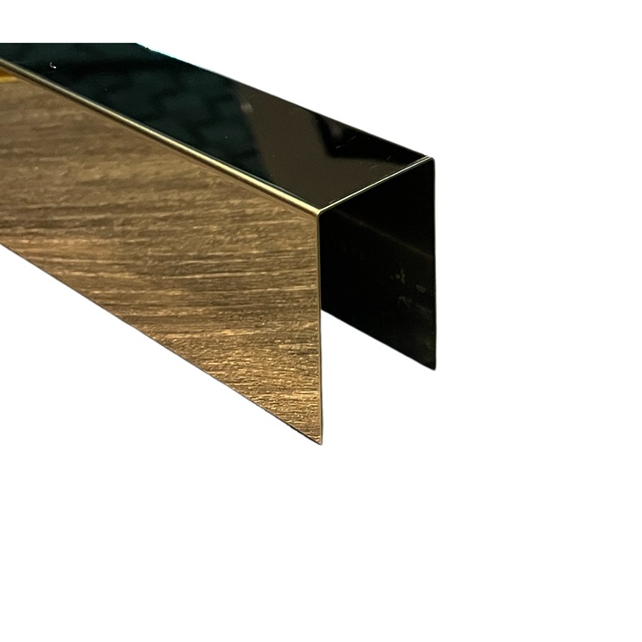 Profil U, Inox, 270 x 3 x 5 cm, grosime 0.6 mm, Auriu cu finisaj lucios