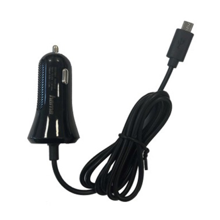 Зарядно устройство за кола Hama, Micro-USB, 2.4 A, Черен