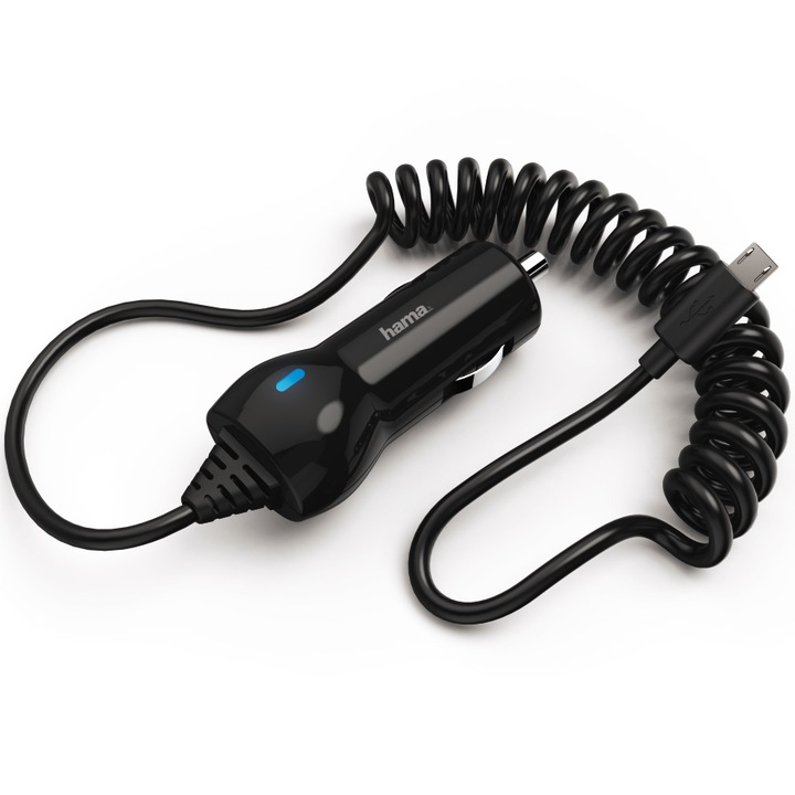Зарядно устройство за кола Hama, Micro-USB, 1.2 A, Черен