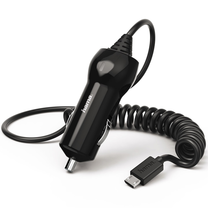 Зарядно устройство за кола Hama, Micro-USB, 1.2 A, Черен
