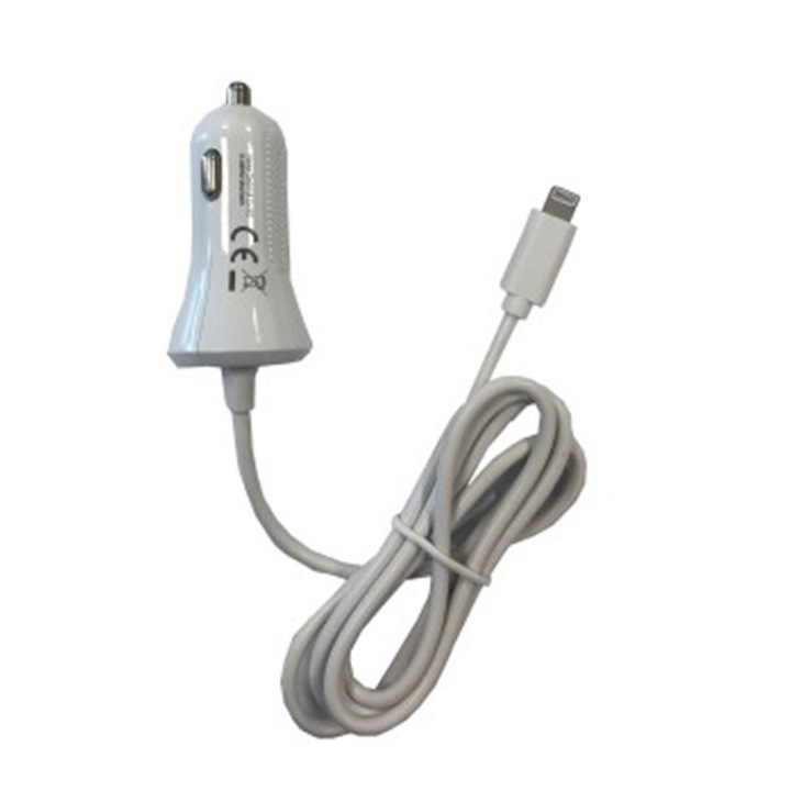 Зарядно устройство за кола Hama, Lightning, 2.4 A, Бял