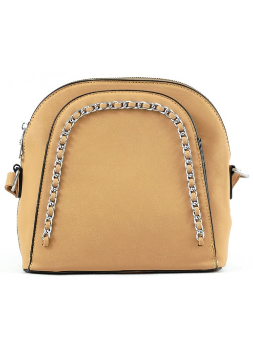 Дамска кръстосана верижка с емайл, изкуствена кожа, горчица