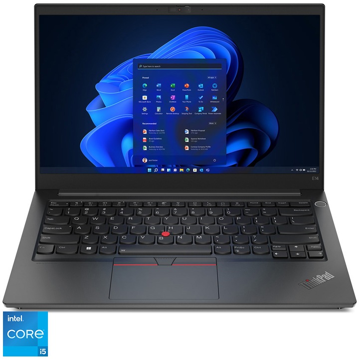 Lenovo ThinkPad E14 Gen 4 laptop, Intel® Core™ i5-1235U processzorral 4,40 GHz-ig, 14 hüvelykes Full HD, IPS, 16 GB, 512 GB SSD, Intel® Iris® Xe Graphics, Windows 11 Pro, fekete