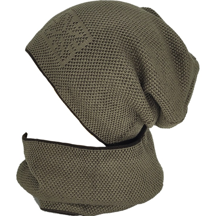 Set de 2 caciuli pentru barbati, GIFT-ME.GR, Lana/Vascoza, Kaki