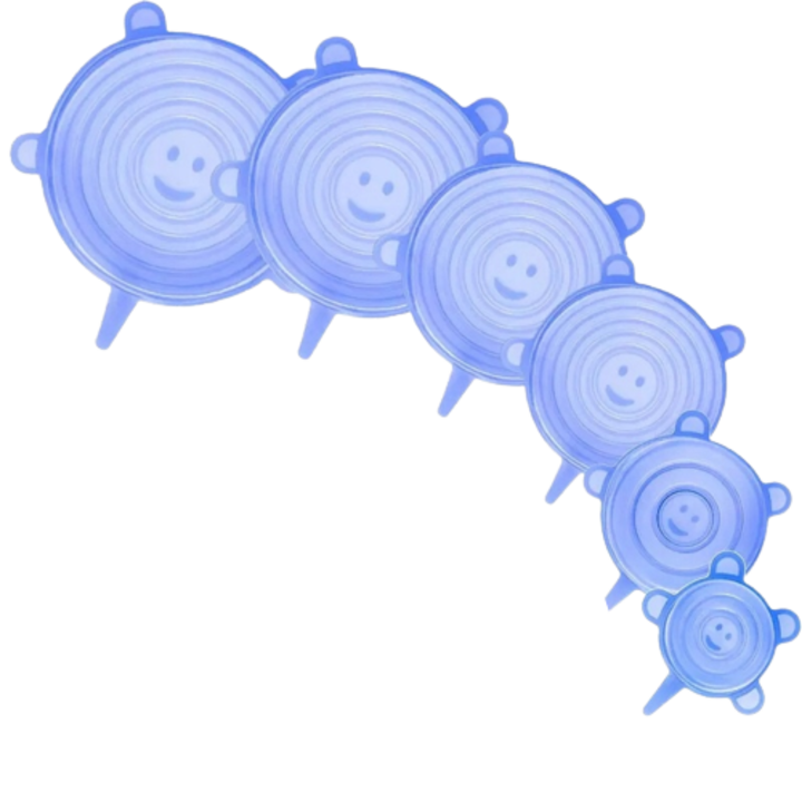 Set 6 capace universale, Rosfix, Silicon, Reutilizabile, Albastru