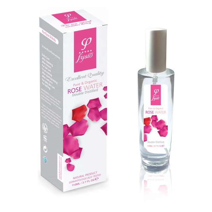 Apa de trandafiri pentru uz cosmetic, Fysio Cosmetics, Demachiant/Tonic, 110ml